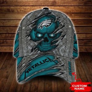 Personalized Philadelphia Eagles Metallica Band Skull 3D Baseball Cap CGI1441