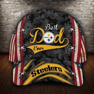 Personalized Pittsburgh Steelers Best Dad USA Flag 3D Baseball Cap CGI1713