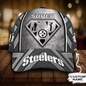 Personalized Pittsburgh Steelers Superman Dad 3D Baseball Cap - Grey CGI1581