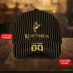 Personalized Remy Martin Cognac Wine Pinstripe Baseball Cap/ Hat - Black CGI2271