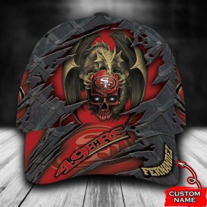 Personalized San Francisco 49Ers Dragon Skull 3D Baseball Cap - Red CGI1137