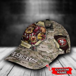 Personalized San Francisco 49ers Mascot Camo Pattern 3D Baseball Cap CGI1020