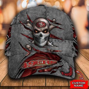 Personalized San Francisco 49ers Skull 3D Baseball Cap - Red CGI1070
