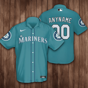Personalized Seattle Mariners With Team Logo 3D Hawaiian Shirt - Dark Turquoise BHS104