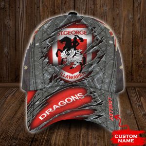 Personalized St George Illawarra Dragons NRL 3D Baseball Cap - Red CGI1579