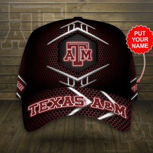 Personalized Texas A&M Aggies Beehive Hexagon Pattern 3D Baseball Cap - Black Red CGI2068