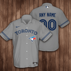 Personalized Toronto Blue Jays Baseball 3D Hawaiian Shirt - Grey BHS062