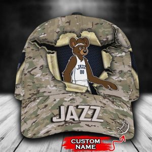 Personalized Utah Jazz Camo Mascot NBA 3D Classic Baseball Cap CGI1386