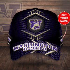 Personalized Washington Huskies Basketball Team 3D Baseball Cap-Black CGI1995