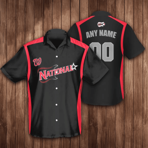 Personalized Washington Nationals Baseball 3D Hawaiian Shirt - Black BHS056