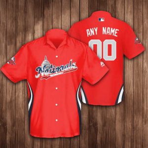 Personalized Washington Nationals Baseball 3D Hawaiian Shirt - Red BHS107