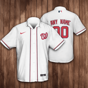 Personalized Washington Nationals Baseball 3D Hawaiian Shirt - White BHS024
