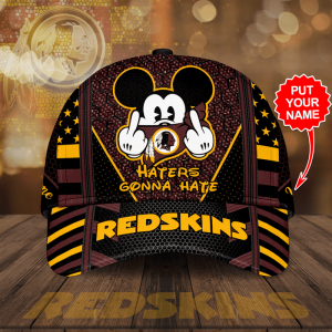 Personalized Washington Redskins Mickey Mouse Haters Gonna Hate 3D Classic Baseball Cap/Hat - Black Yellow CGI2220