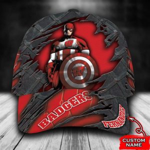 Personalized Wisconsin Badgers Captain America 3D Classic Baseball Cap CGI971