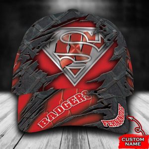 Personalized Wisconsin Badgers Superman 3D Classic Baseball Cap CGI688