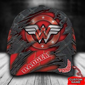 Personalized Wisconsin Badgers Wonder Woman Logo 3D Baseball Cap - Red CGI1716