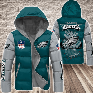 Philadelphia Eagles NFL 3D Custom Name Down Filled Coat DFC048