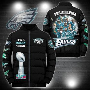 Philadelphia Eagles Super Bowl LVII NFL Custom Name Skull Down Jacket Puffer Jacket PJ051