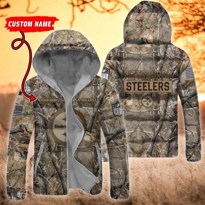 Pittsburgh Steelers NFL 3D Custom Name Down Filled Coat DFC016