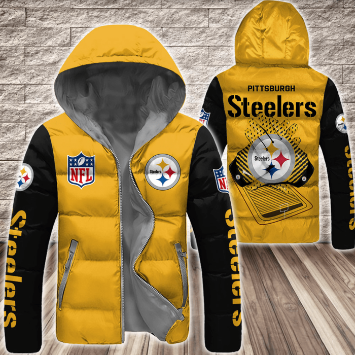 Pittsburgh Steelers NFL 3D Custom Name Down Filled Coat DFC030