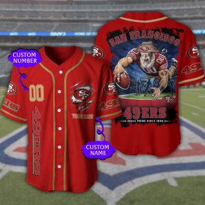 San Francisco 49ers 3D NFL Personalized Baseball Jersey BJ1555