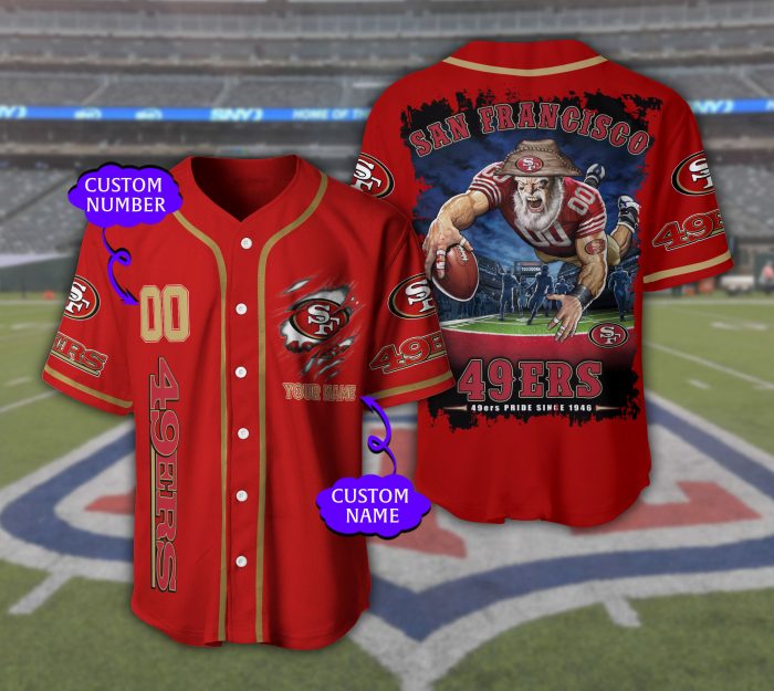 San Francisco 49ers 3D NFL Personalized Baseball Jersey BJ1555