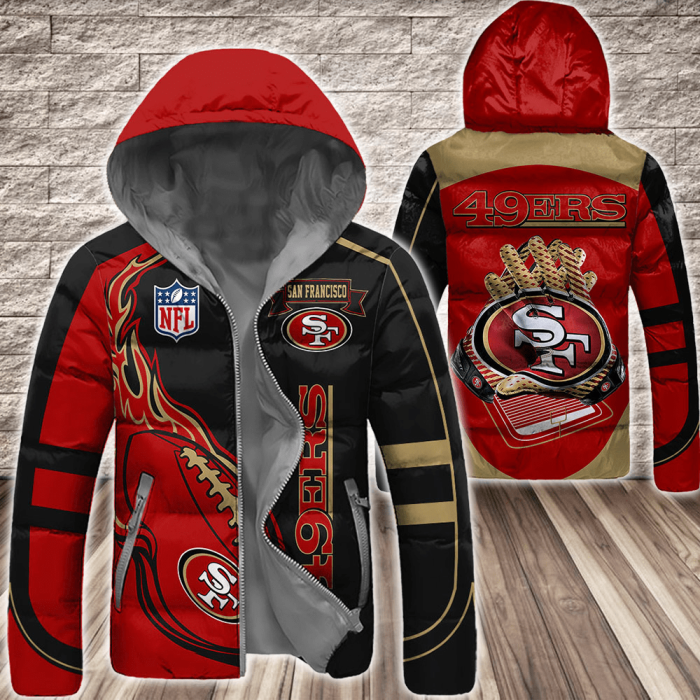 San Francisco 49ers NFL 3D Custom Name Down Filled Coat DFC060