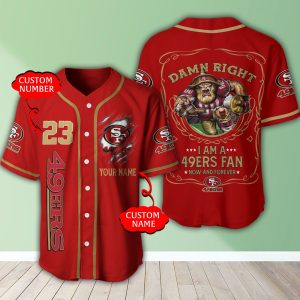 San Francisco 49ers NFL 3D Personalized Baseball Jersey BJ1264