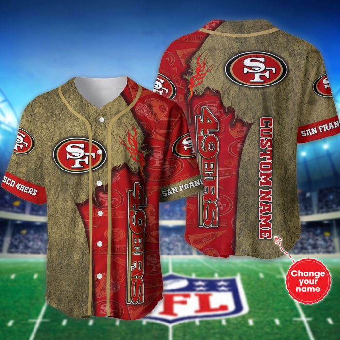 San Francisco 49ers NFL 3D Personalized Baseball Jersey BJ1553