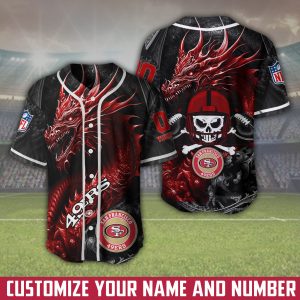 San Francisco 49ers NFL 3D Personalized Baseball Jersey BJ1861