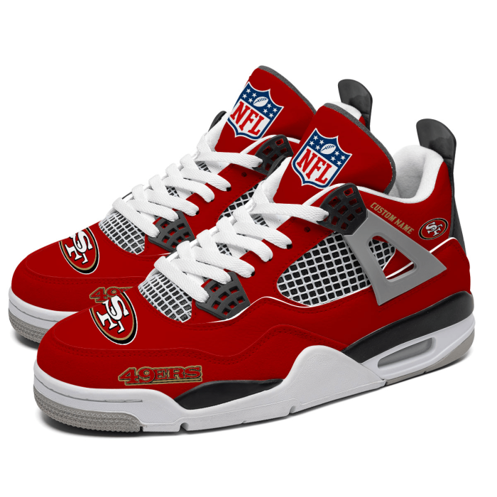 San Francisco 49ers NFL Custom Name Jordan 4 Shoes Personalized Sneaker For Fan J4027