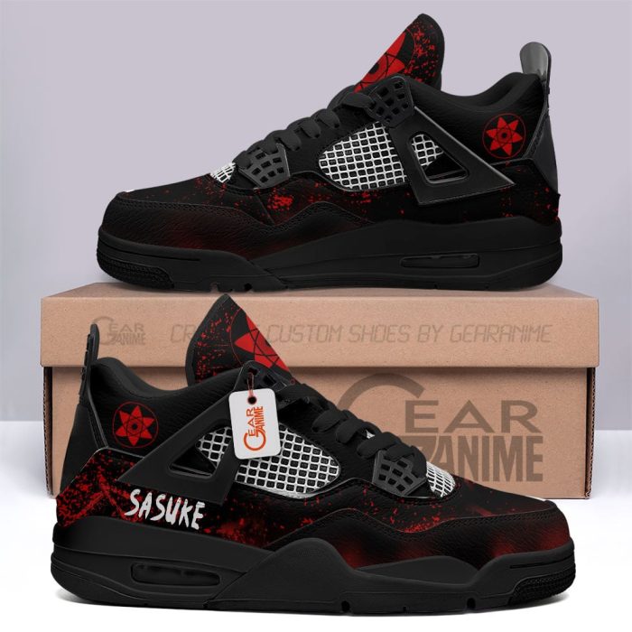 Sasuke Uchiha Mangekyo Sharingan Jordan 4 Sneakers Anime Personalized Shoes JD431