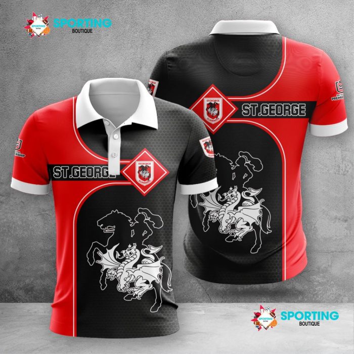 St. George Illawarra Dragons Polo Shirt Golf Shirt 3D PLS2042