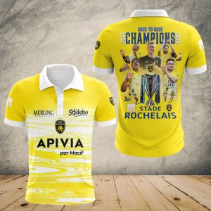 Stade Rochelais Champions d'Europe 2023 Polo Shirt Golf Shirt 3D PLS328