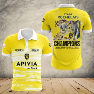 Stade Rochelais Champions d'Europe 2023 Polo Shirt Golf Shirt 3D PLS329