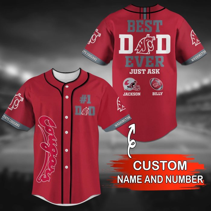 Washington State Cougars NCAA Personalized Baseball Jersey BJ2561