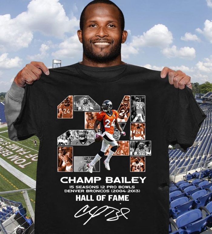 24 Champ Bailey Is Seasons 12 Pro Bowls Denver Broncos 2004 2013 Hall Of Fame Black B1 Unisex T-Shirt Kid T-Shirt LTS1307