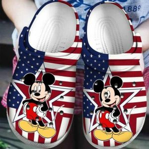 American Flag Mickey Mouse Crocs Crocband Clog Comfortable Water Shoes BCL1148