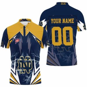 Art NCAA Notre Dame Fighting Irish Lightning Personalized Polo Shirt PLS3573