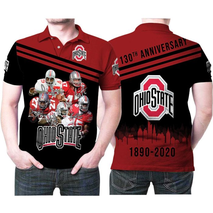 Art Ohio State Buckeyes Legend Players Signed 130th Anniversary Polo Shirt PLS2760