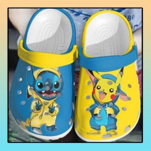 Baby Stitch And Pikachu Crocs Crocband Clog Comfortable Water Shoes BCL1804