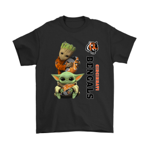 Baby Yoda And Groot Hug Cincinnati Bengals Unisex T-Shirt Kid T-Shirt LTS1805