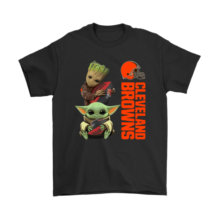 Baby Yoda And Groot Hug Cleveland Browns Unisex T-Shirt Kid T-Shirt LTS2075