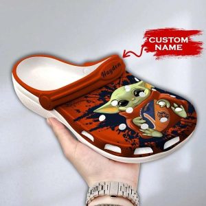 Baby Yoda Chicago Bears Custom Name Crocs Crocband Clog Comfortable Water Shoes BCL1028