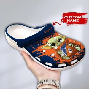 Baby Yoda Denver Broncos Custom Name Crocs Crocband Clog Comfortable Water Shoes BCL1042