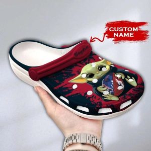 Baby Yoda Houston Texans Custom Name Crocs Crocband Clog Comfortable Water Shoes BCL1140