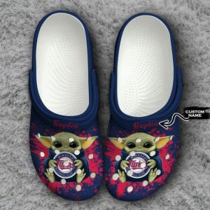 Baby Yoda Hug Minnesota Twins Custom Name Crocs Crocband Clog Comfortable Water Shoes BCL1758