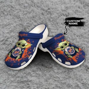 Baby Yoda Hug New York Mets Custom Name Crocs Crocband Clog Comfortable Water Shoes BCL0613