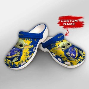 Baby Yoda Los Angeles Rams Custom Name Crocs Crocband Clog Comfortable Water Shoes BCL1768