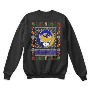 Baltimore Ravens X Grateful Dead Christmas Ugly Sweater Unisex T-Shirt Kid T-Shirt LTS233